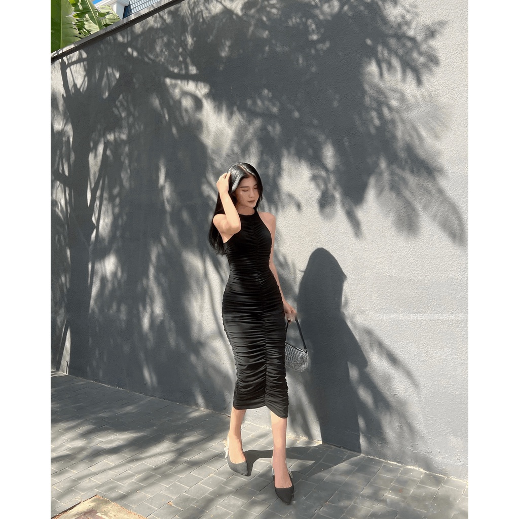 Đầm body nhún con sâu