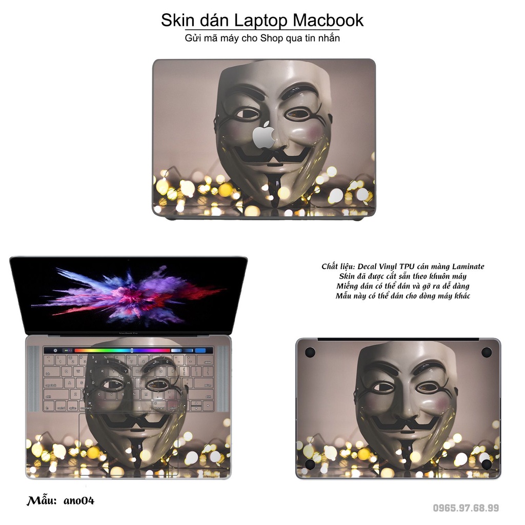 Skin dán Macbook mẫu Anonymous (đã cắt sẵn, inbox mã máy cho shop)