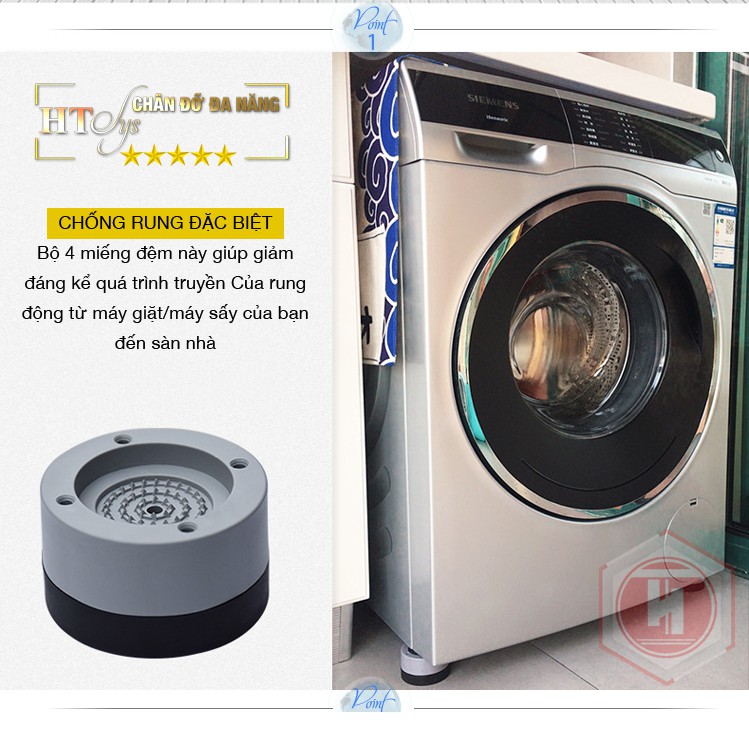 Đế chống rung máy giặt chân máy giặt tủ lạnh đế chống rung đa năng combo 4 cái hàng chính hãng bảo hành 12 tháng