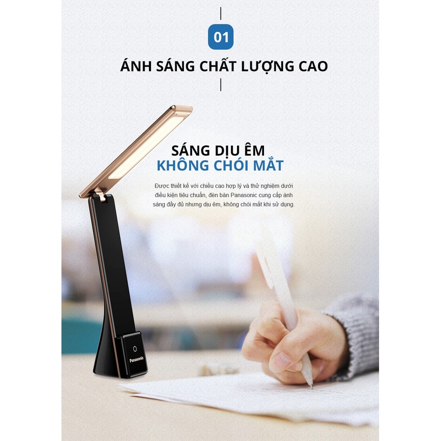 Đèn Bàn PANASONIC 5W HHGLT0339W88 – HHGLT0339B88 Siêu Nhỏ gọn, Gập để bật tắt, không ánh sáng xanh bảo vệ mắt