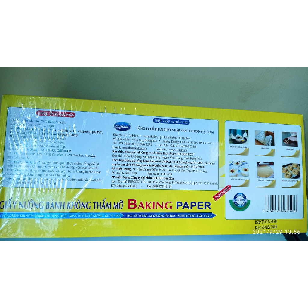 BAKING PAPER/Giấy nến chống dính loại cuộn 5M size 30cmx5m [EUFOOD]