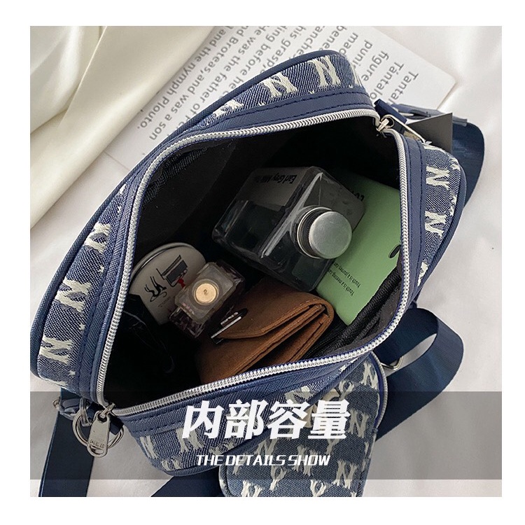 Set túi đeo chéo thêu chữ dáng hộp