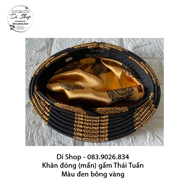 Áo dài khăn đóng nam vải gấm Thái Tuấn cao cấp - MÀU ĐEN BÔNG VÀNG