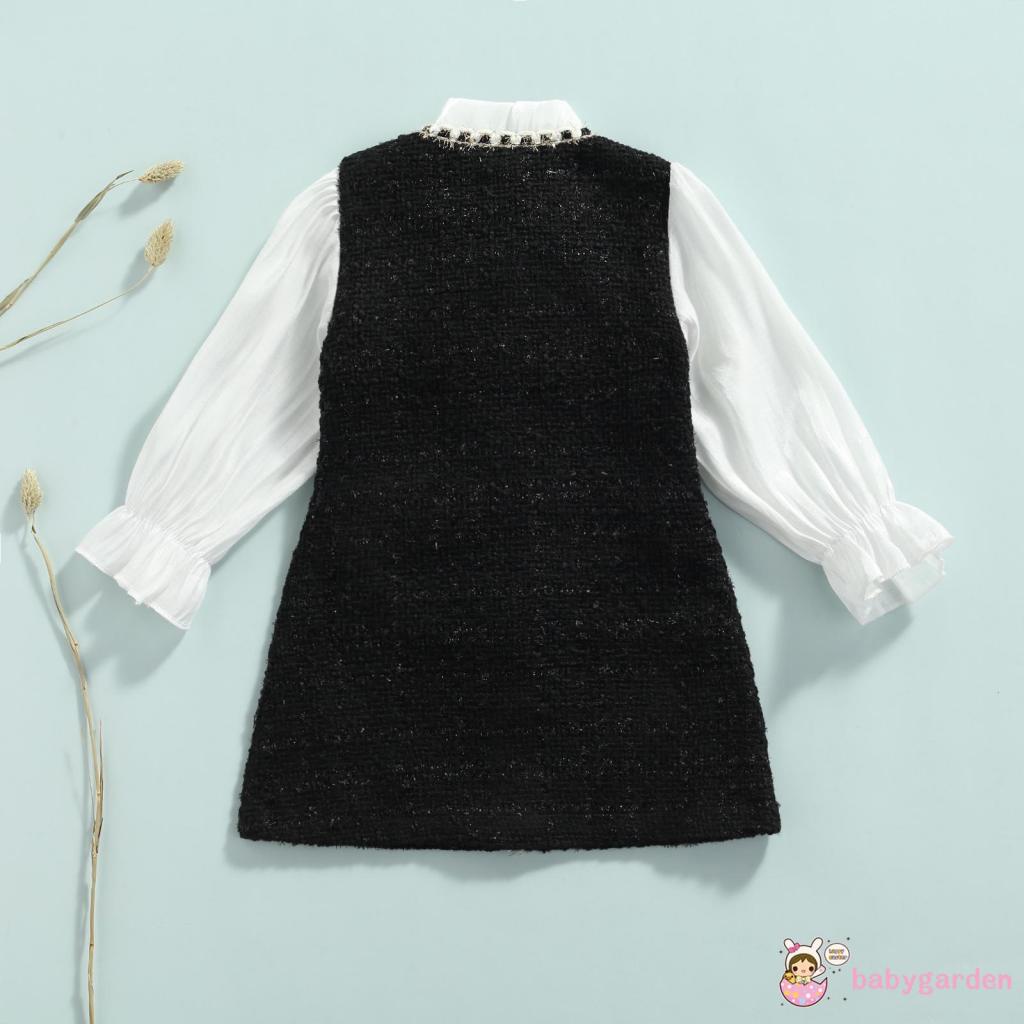 Đầm Công Chúa Một Mảnh Tay Dài Cổ Tròn Màu Khối Một Mảnh Đính Nơ Dành Cho Bé Gái 1-6 Tuổi