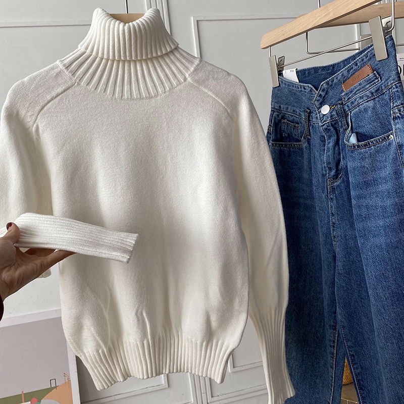 Áo Sweater Cổ Cao Kẻ Sọc Kiểu Nhật Bản Thiết Kế Đơn Giản Hợp Thời Trang