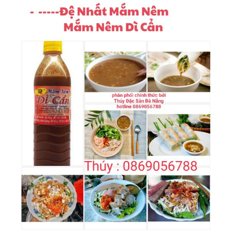 Mắm nêm Dì Cẩn Đà Nẵng chai 500ml  siêu ngon - chấm Bánh Tráng thịt heo , Chấm các loại gỏi , trộn Các Loại bún mắm