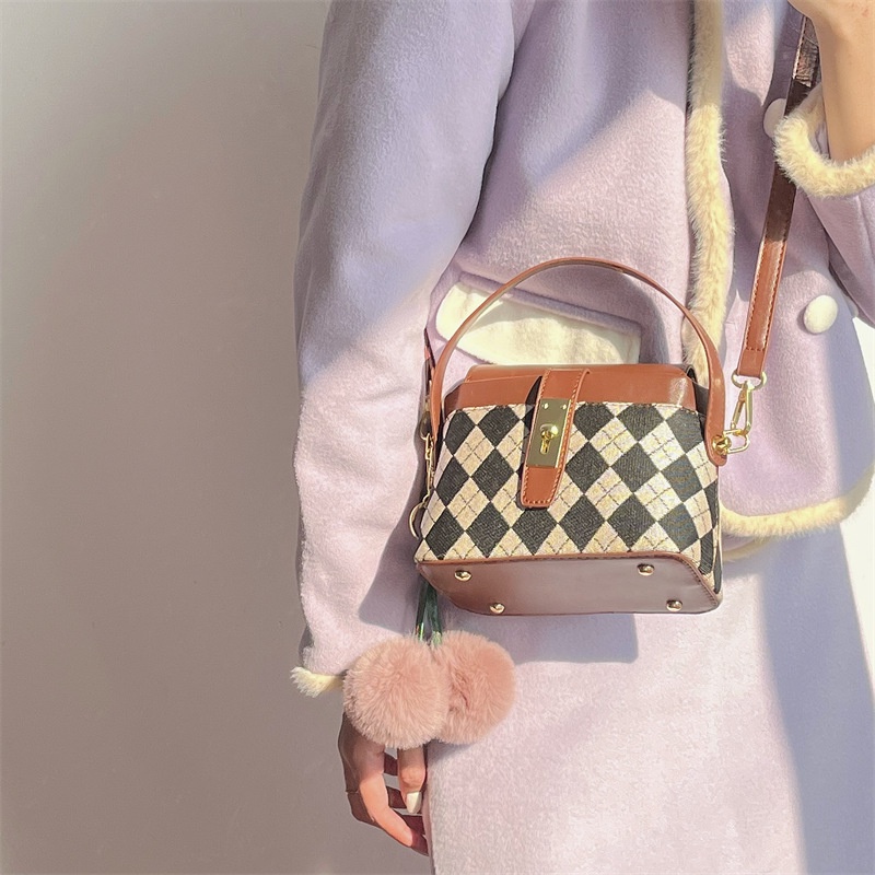 IELGY Túi Đeo Chéo Đính Đá Màu Sắc Tương Phản Phong Cách retro Thời Trang Cho Nữ