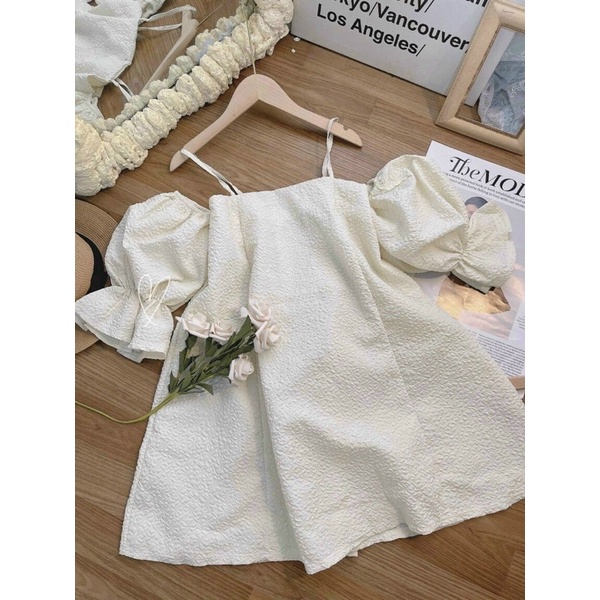 ĐẦM RỚT VAI BỒNG KEM