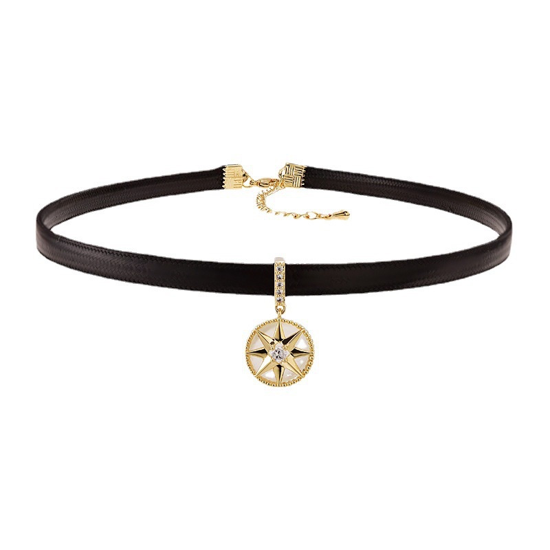 Vòng Cổ Choker Da Đính Đá Thời Trang Cá Tính Dành Cho Nữ