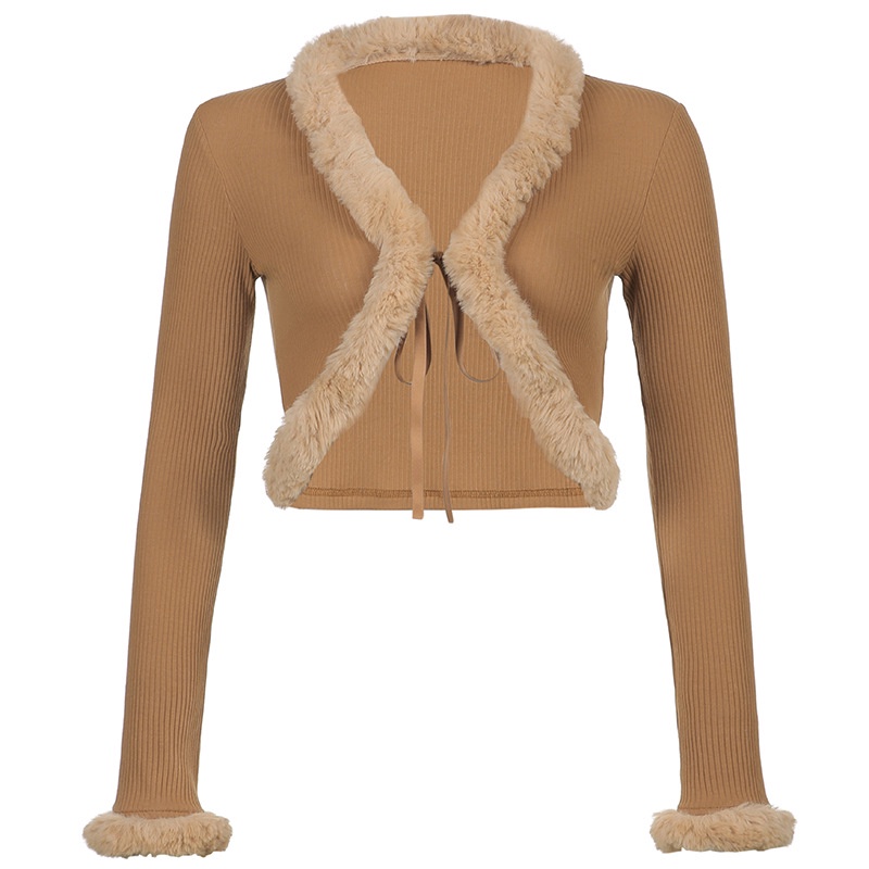 Áo Cardigan Tay Dài Cổ Phối Lông Thời Trang Mùa Thu Cho Nữ 2021 | BigBuy360 - bigbuy360.vn