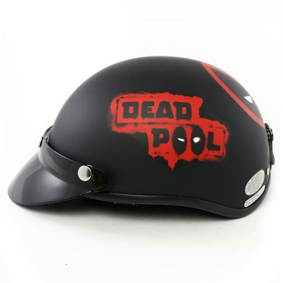 (Freeship) Mũ Bảo Hiểm Nửa Đầu 1/2 Họa Tiết Deadpool (không kèm kính)