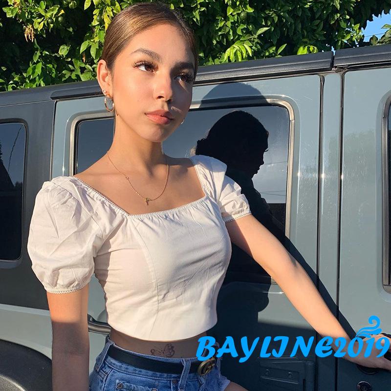 Áo Lửng Tay Phồng Hở Lưng Gợi Cảm Dành Cho Nữ