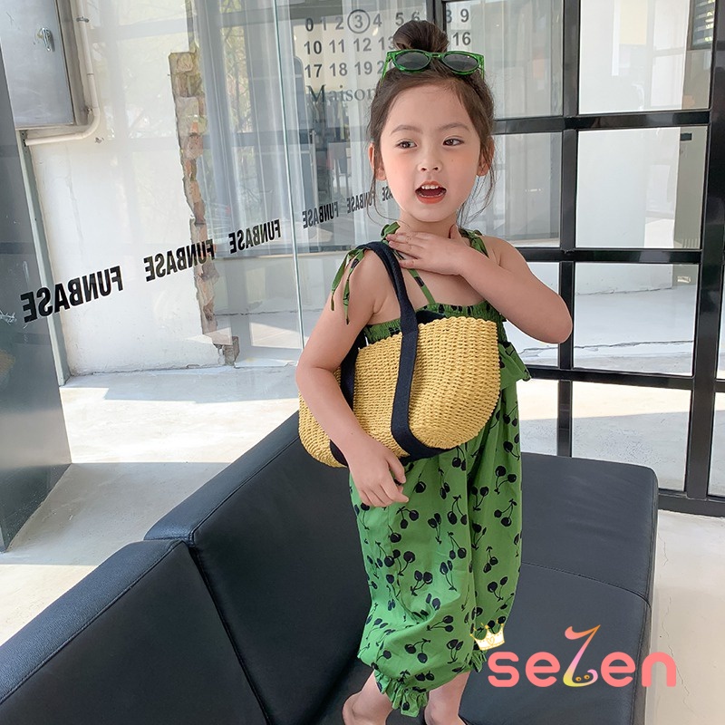 Bộ Áo Liền Quần Hai Dây Mùa Hè Hàn Quốc Cho Bé Gái Se7en