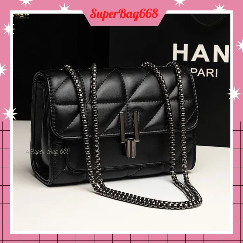 TÚI ĐEO CHÉO NỮ ♥️ FREESHIP ♥️ TÚI ĐEO VAI THỜI TRANG HÀN QUÓC DÂY XÍCH ĐEN HQ 35