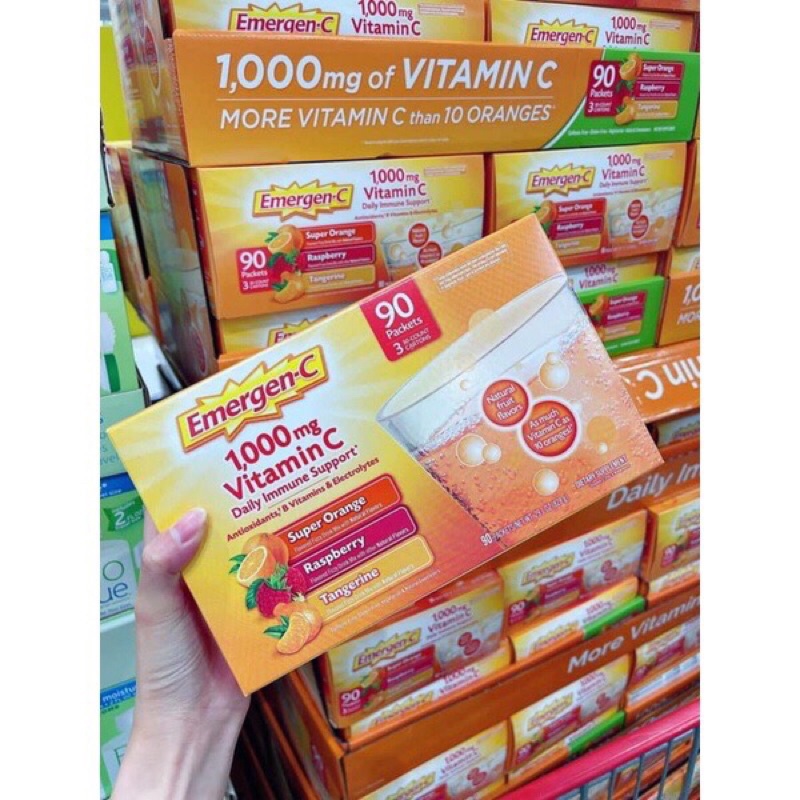 Bột hòa tan bổ sung Vitamin C tăng cường sức đề kháng Emergen-C 90 gói( 3 vị)