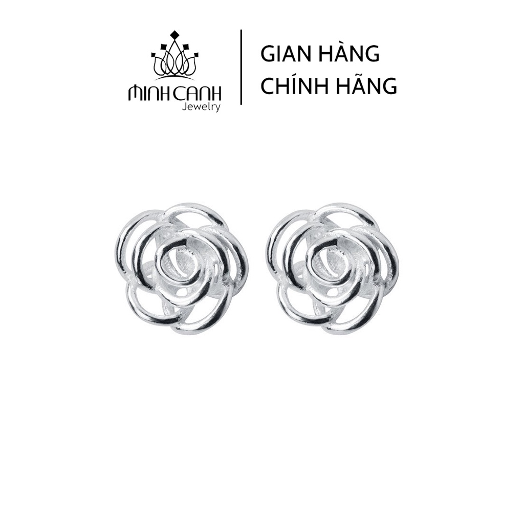 Bông Tai Bạc Hoa Hồng Đính Đá - Minh Canh Jewelry