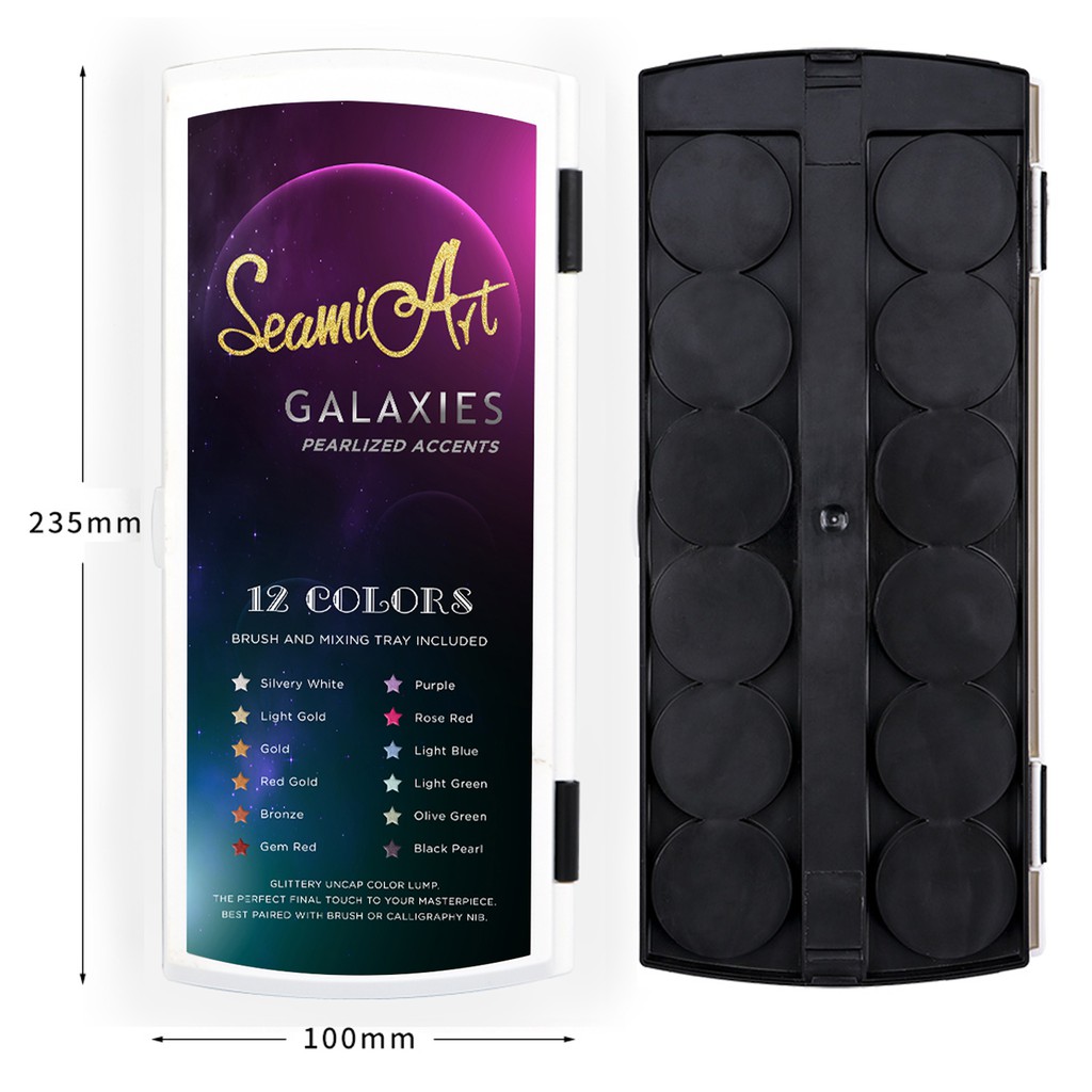 Set 12 Màu Nước Kim Tuyến Lấp Lánh Ấn Tượng SeamiArt