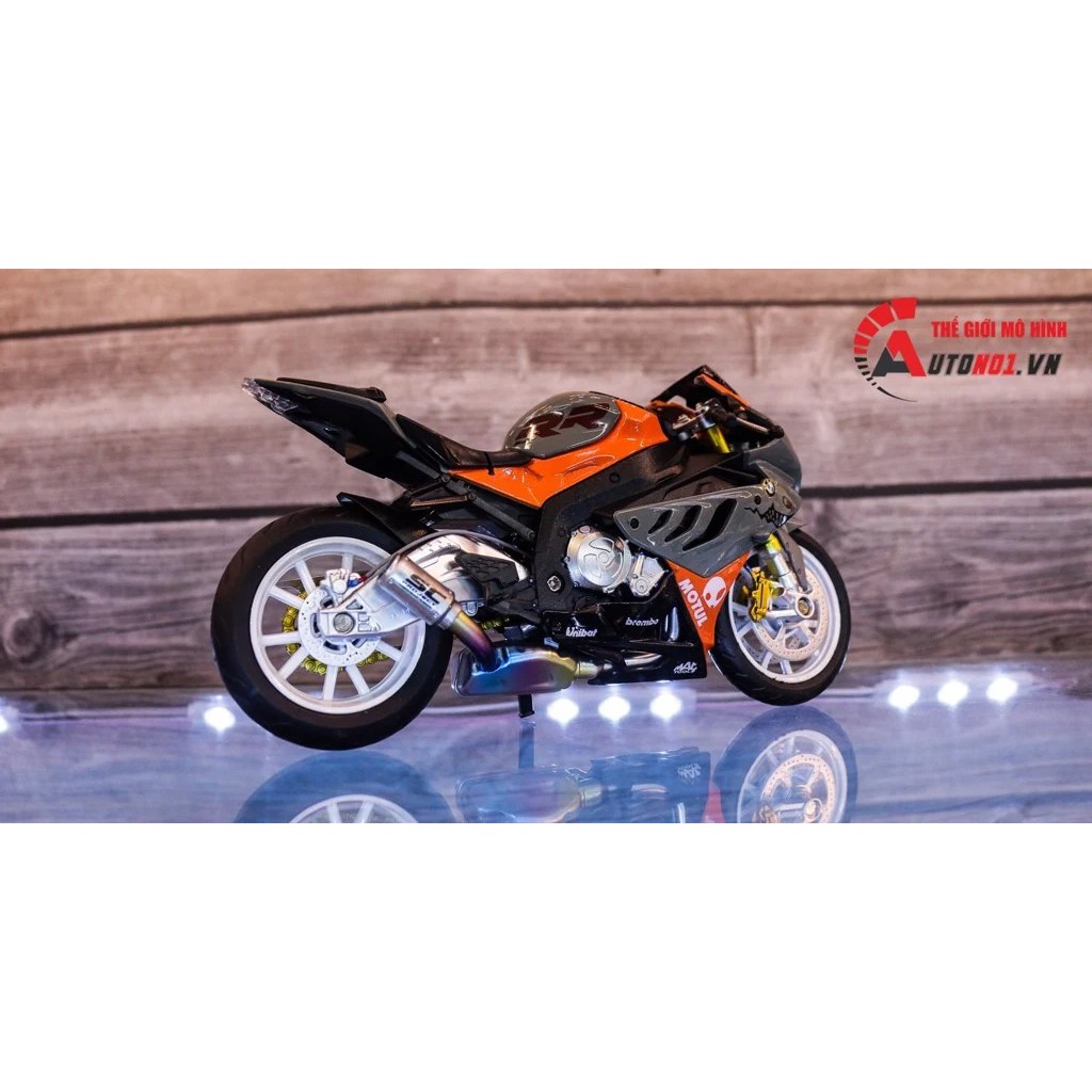 MÔ HÌNH XE BMW S1000RR ĐỘ HÀM CÁ MẬP GRAY - ORANGE - ĐỘ PÔ SC AUTONO1 D143