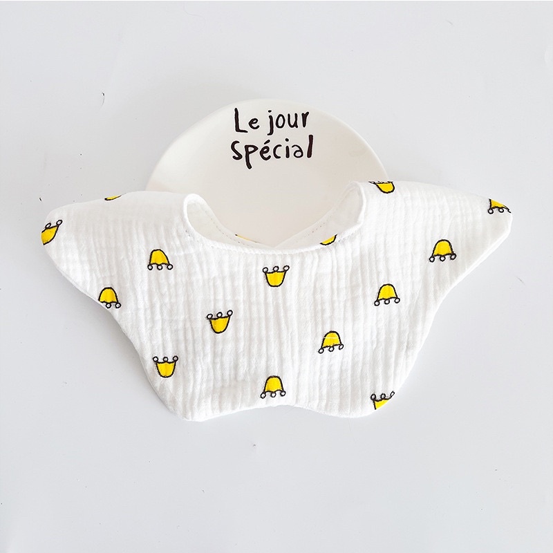 Yếm đeo cổ vải muslin cho bé trai bé gái phong cách Hàn Quốc 0-2 tuổi