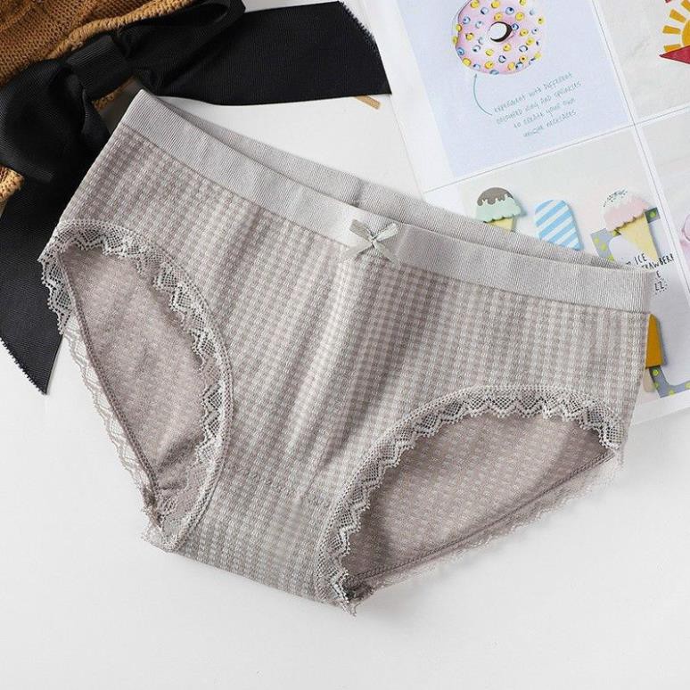 Quần Lót Cotton Phối Kẻ Caro Viền Ren Siêu Mềm Mã 555 | BigBuy360 - bigbuy360.vn