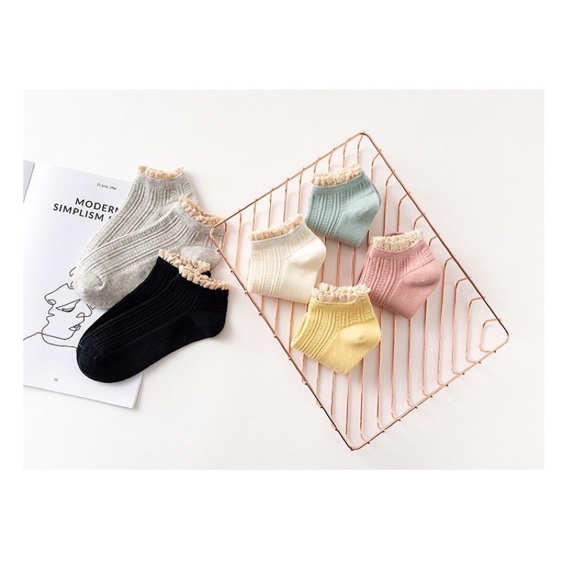 set 10 tất nữ nhún bèo tiểu thư
