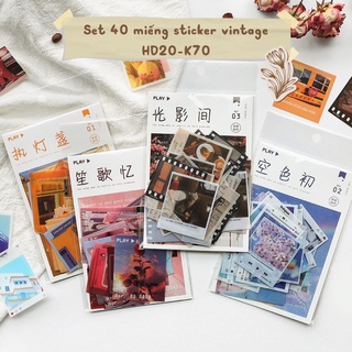 Sticker dán trang trí gói 40 miếng HD20-K70 trang trí sổ tay sáng tạo trang trí Bullet Journal decor sổ retro.
