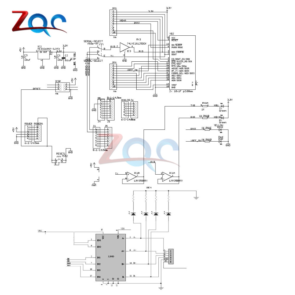 L293 L293D Wireless motor driver control board Expansion Board Shield Module with Switch for Arduino R3 XBee