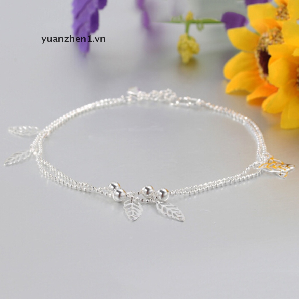 Lắc chân mạ bạc hình chiếc lá thanh lịch thời trang cho nữ