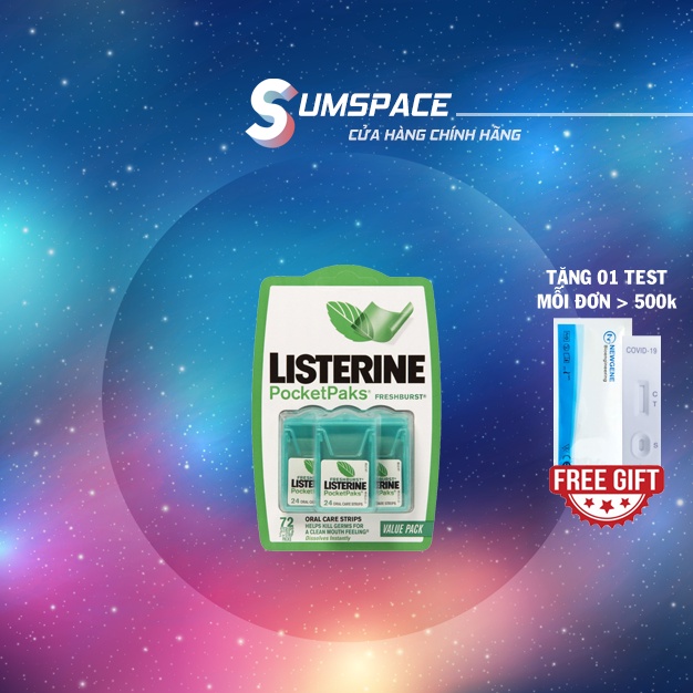 Miếng Ngậm thơm Miệng diệt khuẩn LISTERINE PocketPaks - Vỉ 3 hộp - 24 lá/hộp