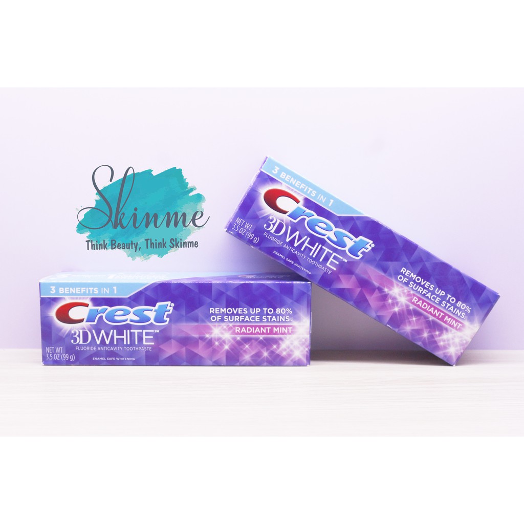 Kem đánh răng cho răng yếu Crest 3D White Whitening Toothpaste Radiant Mint