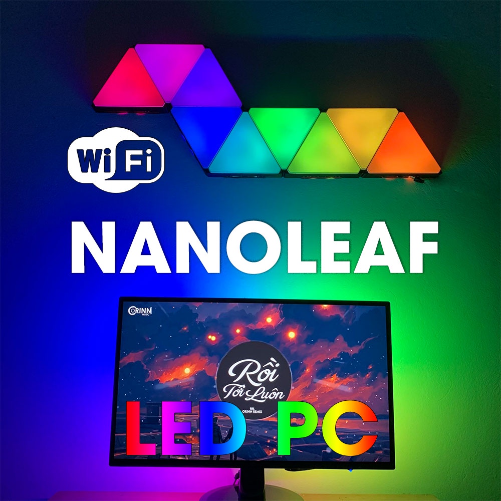 Đèn Nanoleaf tam giác trang trí Gaming - Sync màu màn hình - Nháy theo nhạc -118 hiệu ứng màu