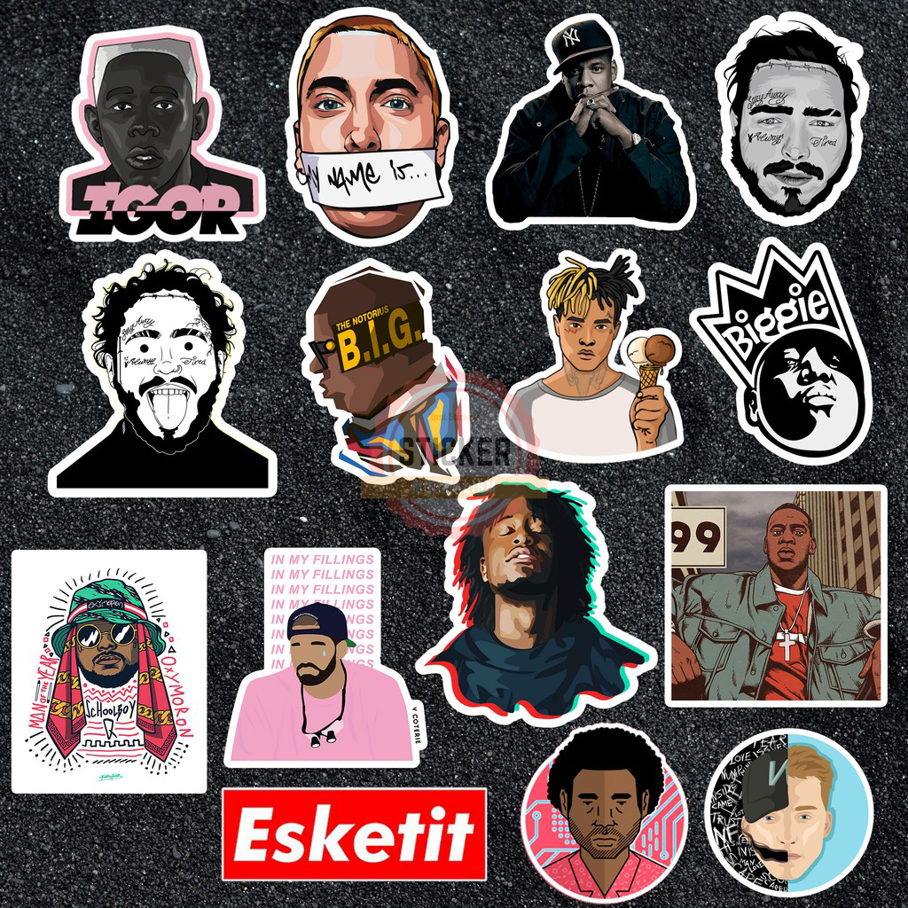 Sticker Rapper Hip Hop chống thấm nước, dán nón bảo hiểm, laptop, điện thoại, Vali, xe máy ô tô,..