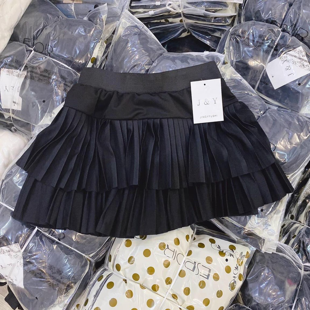 [ Mã FAMAYWA giảm 10K đơn 50K] Bán sỉ chân váy đen 2 tầng dập ly ngắn cho nữ x | BigBuy360 - bigbuy360.vn