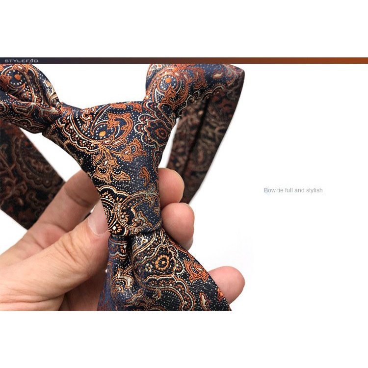 Cà vạt nam 8cm họa tiết sọc/ chấm bi màu nâu thích hợp cho tiệc cưới