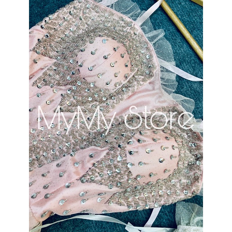 Đầm dự tiệc 2 dây kết cườm TRIPBLE T DRESS -size M/L (kèm ảnh/video thật) MS331V