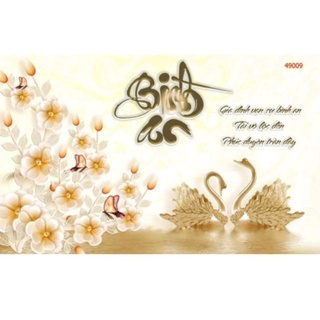 Tranh lụa dán tường 3d ngang 180 x 120cm