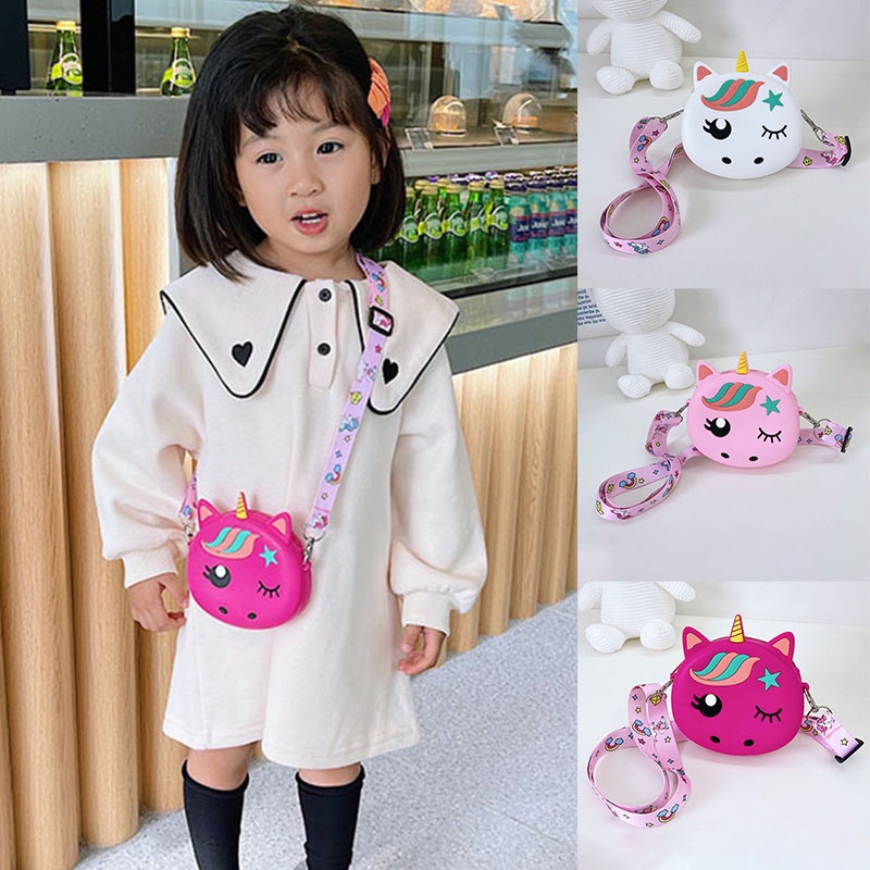 Túi đeo chéo hoạt hình kỳ lân dễ thương cho bé gái