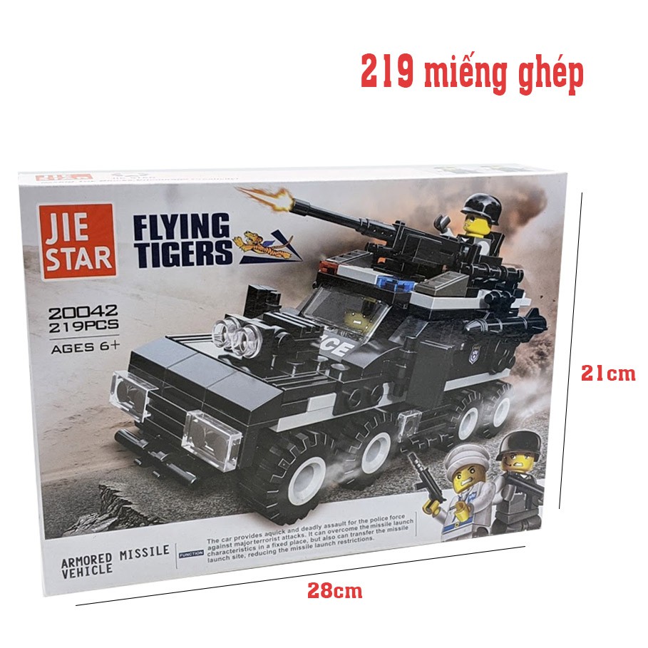 LEGO xếp hình biệt đội cảnh sát Flying Tiger 219 miếng - Lắp ráp mô hình xe cảnh sát đặc nhiệm