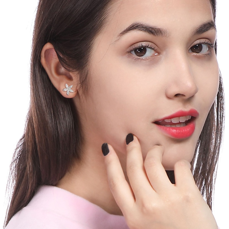 Khuyên Tai Hình Hoa Đính Đá Pha Lê Lấp Lánh Toàn Bộ Cho Nữ