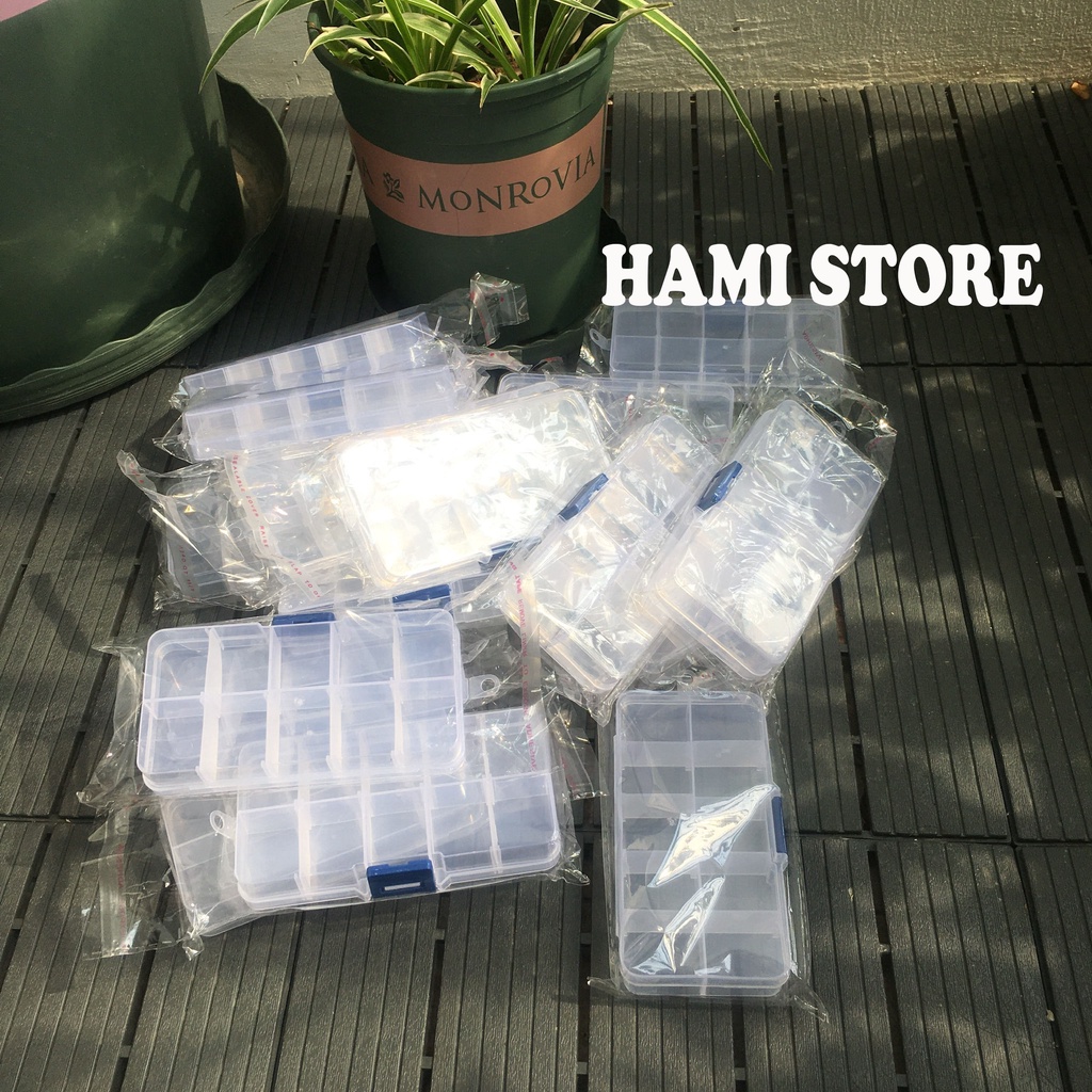Hộp bảo quản trang sức bằng nhựa chia ô, hộp đựng phụ kiện HN01