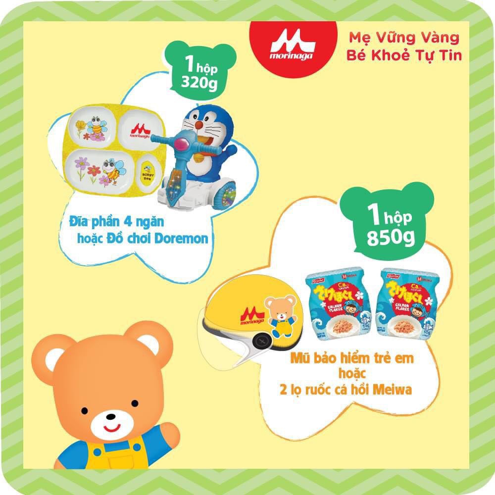 Combo 2 lon Sữa bột Morinaga Chilmil số 2 mẫu mới 850g Tặng mũ bảo hiểm người lớn