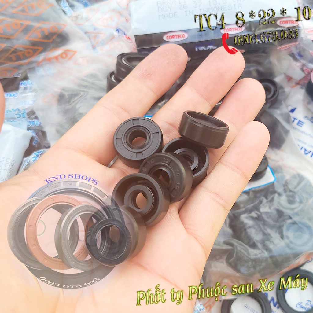 Phốt dầu ty phuộc sau xe máy TC4 8*22*10,...Phốt cao su chặn nhớt loại vòng đệm 1 lò xo TC4 10*20*9.5 | KND Shops