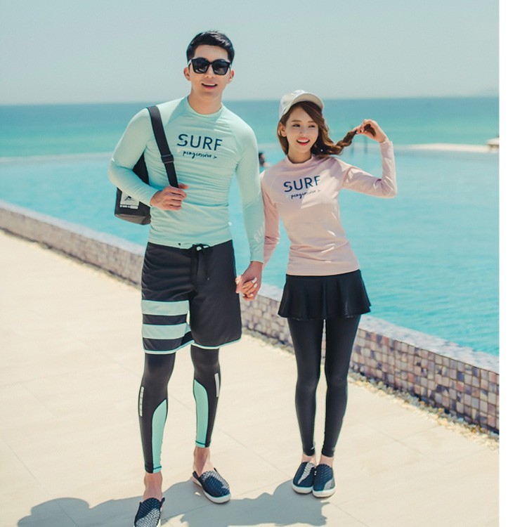 Đồ bơi đôi nam nữ dài tay quần dài phong cách Hàn Quốc màu Pastel nhã nhặn - Hàng nhập khẩu | BigBuy360 - bigbuy360.vn