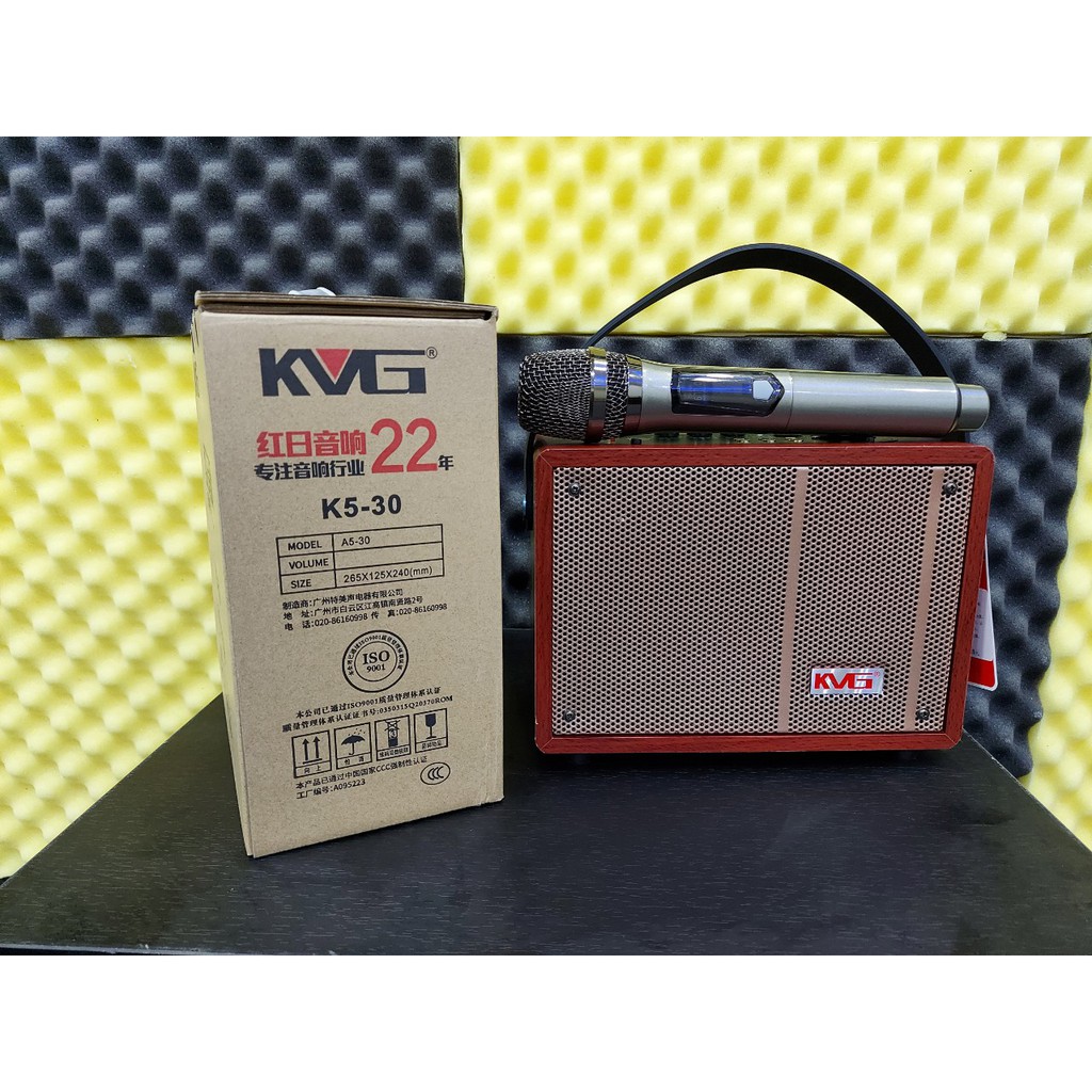 Loa Kéo Karaoke KVG K5-30 Tặng Kèm 1 Micro Không Dây Hát Cực Hay,  Loa Di Động Mini Thùng Gỗ Sang trọng Dễ Dàng Mang Đi