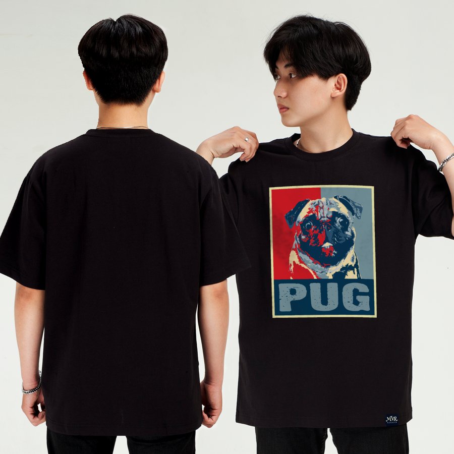 Áo thun unisex cổ tròn Chú chó Pug dễ thương cho sen iu boss MVR  KK3843