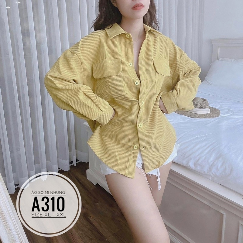 Bigsize Áo sơ mi nhung A310