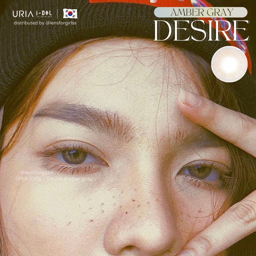 Kính áp tròng cao cấp cho mắt nhạy cảm Desire Amber Gray chính hãng IDOL LENS | HSD 8-12 tháng | Lens cận