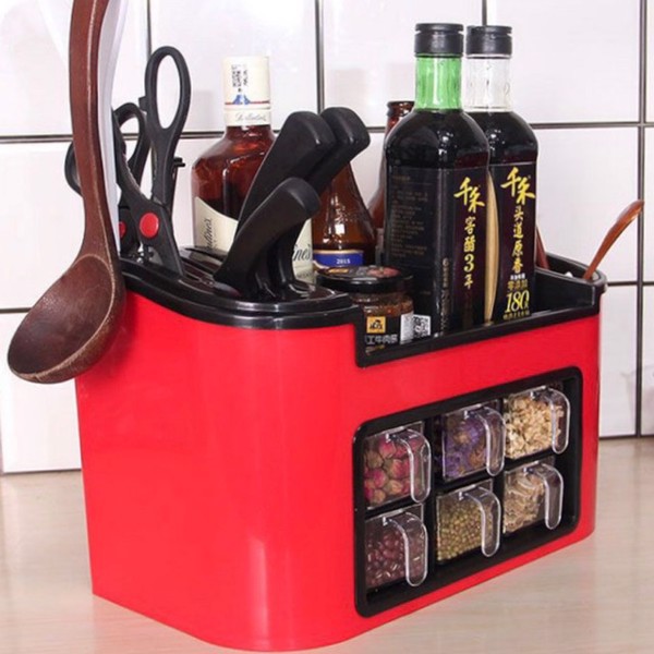 Kệ Đựng Gia Vị Kèm 6 Hũ Thông Minh