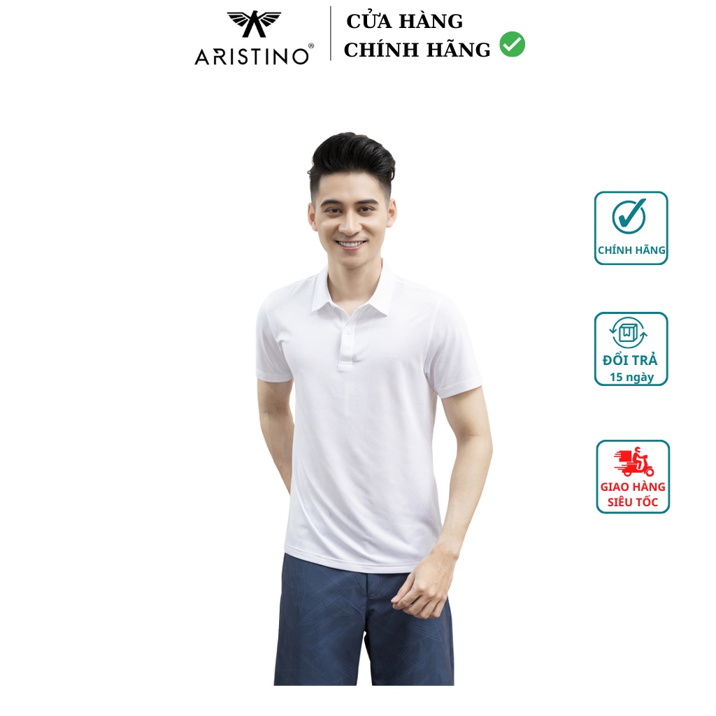 Áo polo nam Aristino APS023S1- Áo Polo phom dáng Regular fit Trắng