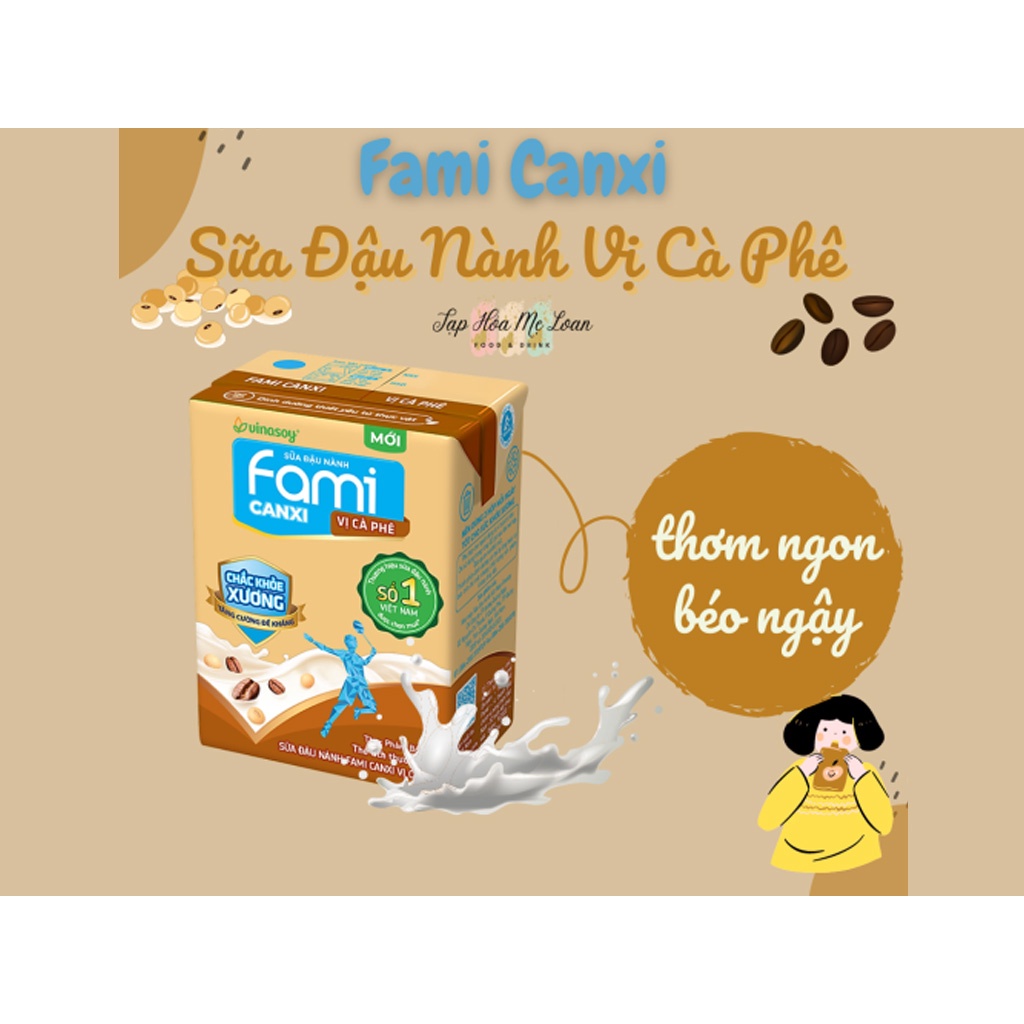 THÙNG 36 HỘP SỮA FAMI BẠC HÀ-SỮA DỪA-TÀU HŨ GỪNG-ĐƯỜNG ĐEN-PHÔ MAI-CAFE/